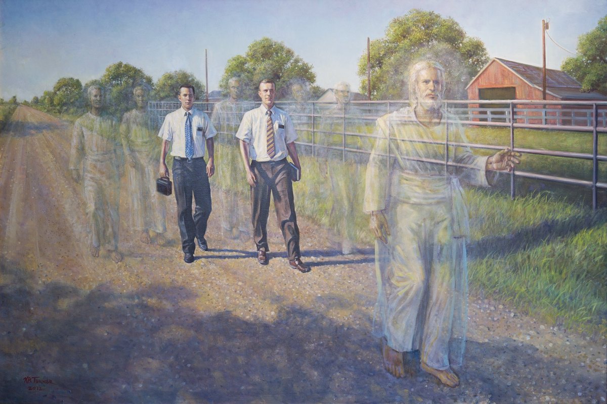 Come Follow Me. Oil on canvas, 72 × 48 in. Painting by Kenneth R. Turner.