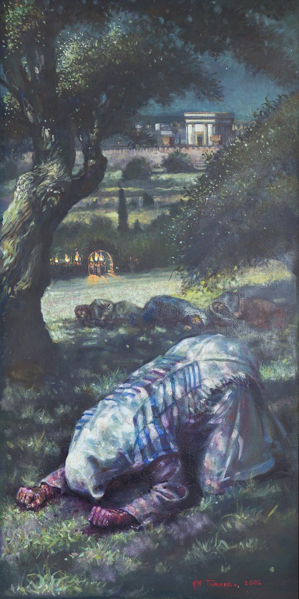 Gethsemane. Oil on canvas, 18 × 36 in. Painting by Kenneth R. Turner.
